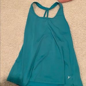 teal tank top. loosely fitter racer back